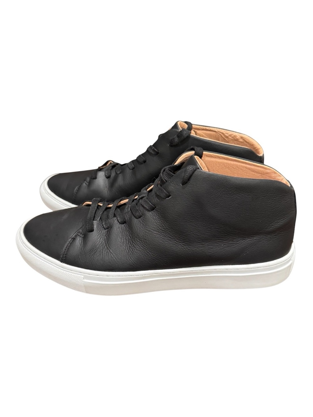 BYLT Premium Basics Lux Myd Mens 10 Black Leather Casual Sneakers Mid Lace Up